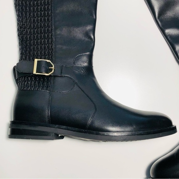 NEW Cole Haan Belted Leather Knee High Riding Boots in Black size 5.5 - Picture 6 of 16